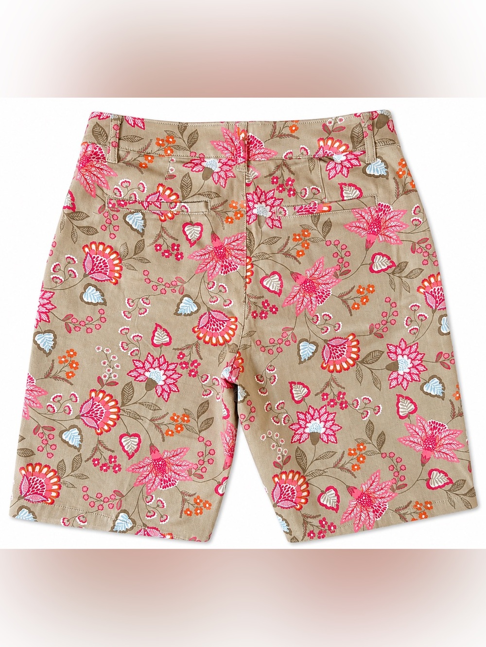 St. John's Bay Beige Bermuda Shorts with Pink Floral Print NWOT 8 - Picture 7 of 7